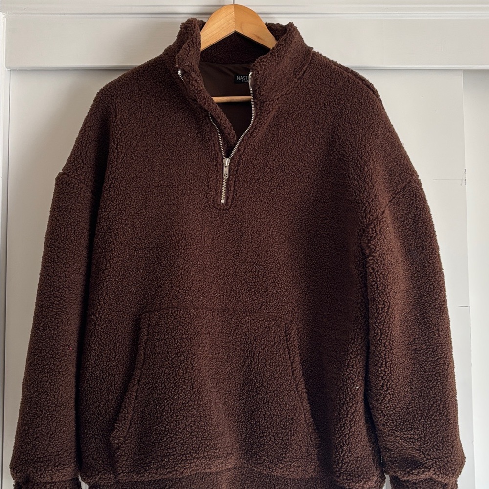 Nasty Gal Chocolate Zip-Up Sweater